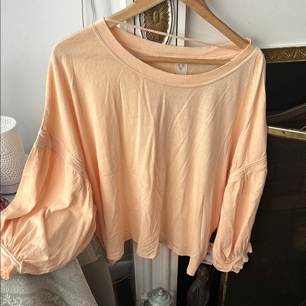 Free People Orange Puff Sleeve